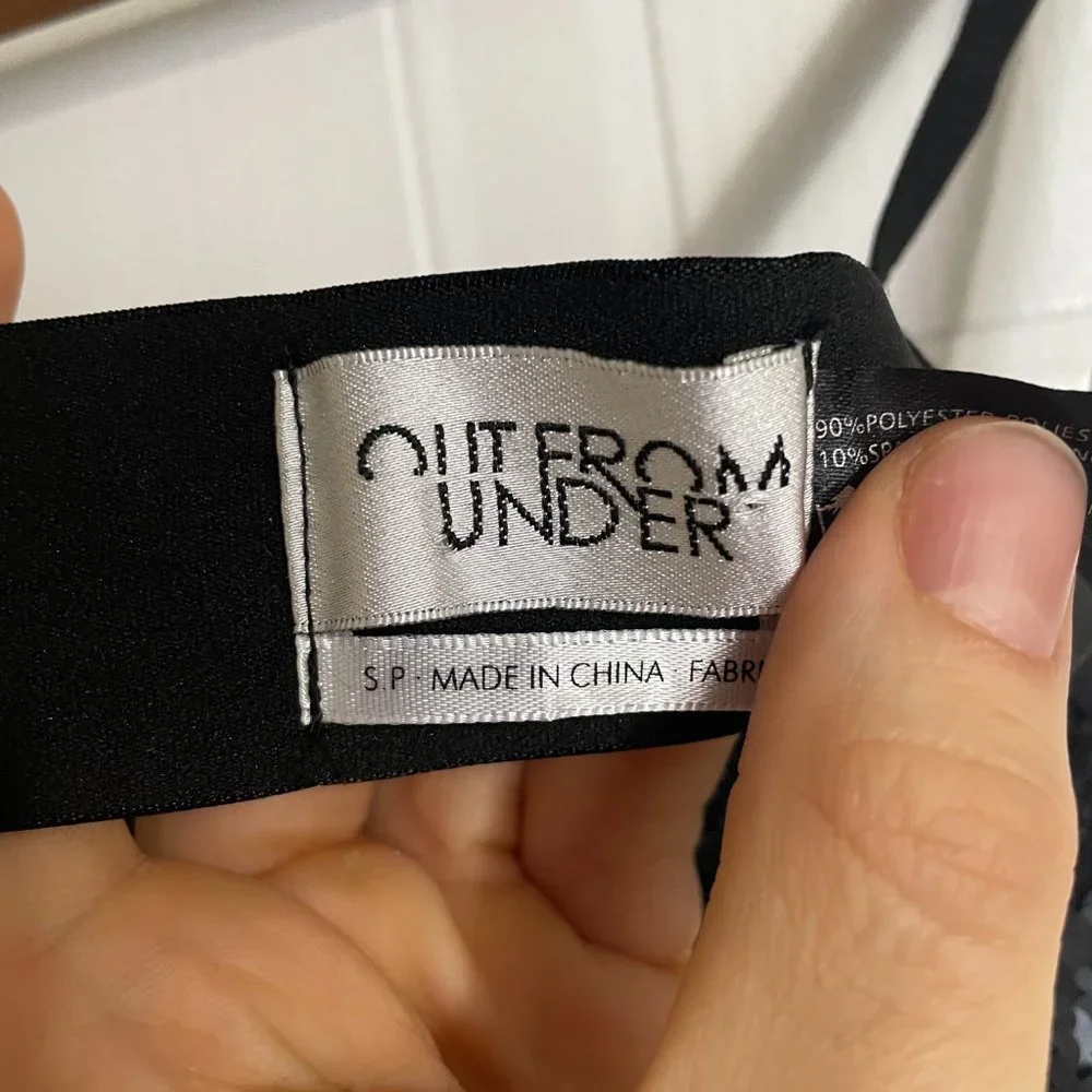 Out From Under Black Sequin Crop Tank Top - Picture 4 of 5